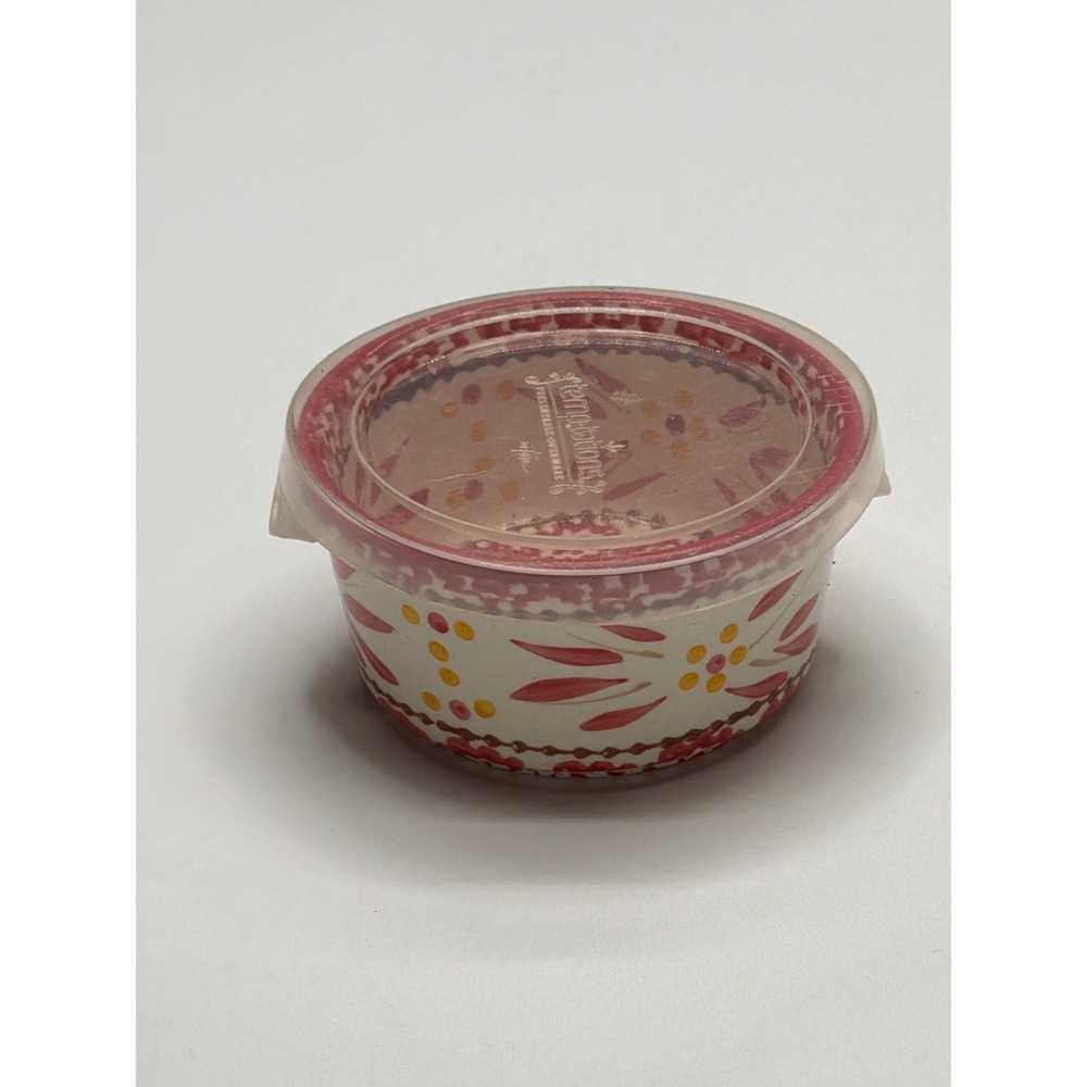 Temptations Old‎ World Ramekin Bowl With Lid 8oz Floral Red Yellow Ceramic